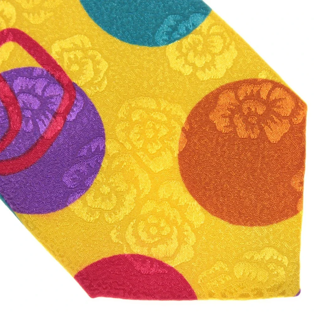 Italo Ferretti NWT Neck Tie in Multicolor Polka Dots & Floral Print 100% Silk